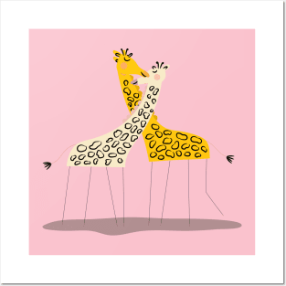 Giraffe Love Couple Posters and Art